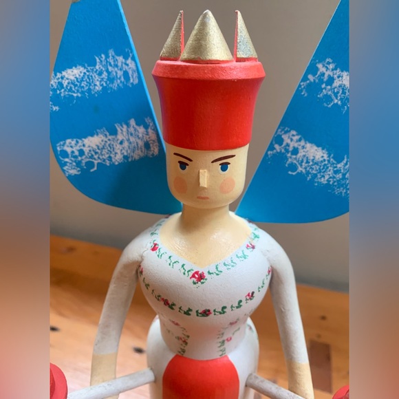 Vintage Folk Art Angel Candle Holder, Germany/ wood hand-painted - Picture 2 of 6